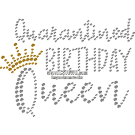 Quarantined Birthday Queen Rhinestone Hotfix Transfer for Mask